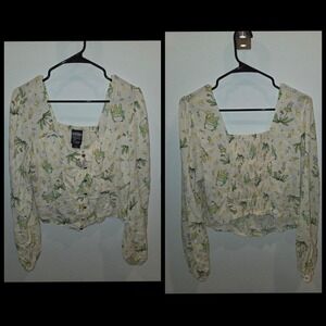 Her Universe My Neighbor Totoro Blouse Cream Green Floral Studio Ghibli Large